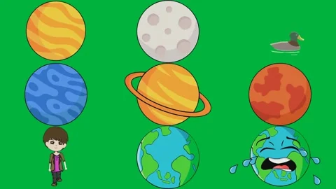 Orange egg green background white duck blue image saturn planet boy purple. Stock Footage 310563249