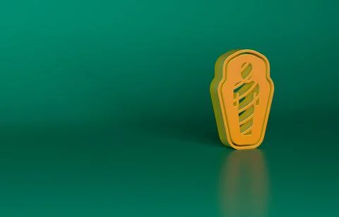 Orange Egypt mummy in sarcophagus icon isolated on green background. Minimalism Stock Illustration