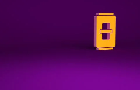 Orange Electric light switch icon isolated on purple background. On and Off i イラスト素材