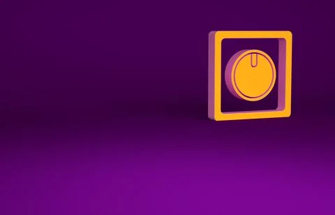 Orange Electric light switch icon isolated on purple background. On and Off i 스톡 일러스트