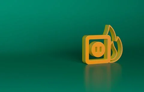 Orange Electric wiring of socket in fire icon isolated on green background Stock Illustration