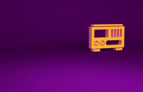 Orange Electrical measuring instruments icon isolated on purple background. A Illustrazione stock