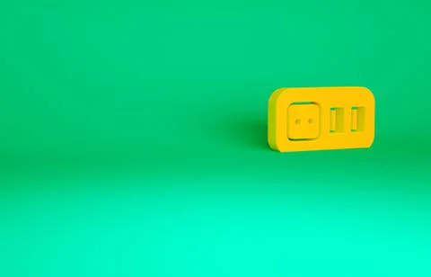 Orange Electrical outlet icon isolated on green background. Power socket. Ros Illustrazione stock