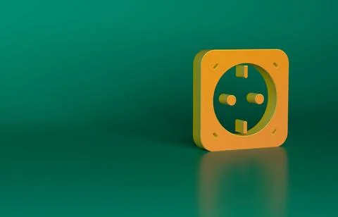 Orange Electrical outlet icon isolated on green background. Power socket Ilustración de archivo