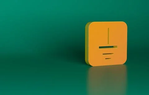 Orange Electrical symbol ground icon isolated on green background. Protective Stock Illustration