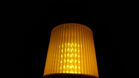 Orange Emergency Strobe Light flashing in the dark night. Orange roof flashes Stock Footage 132085697