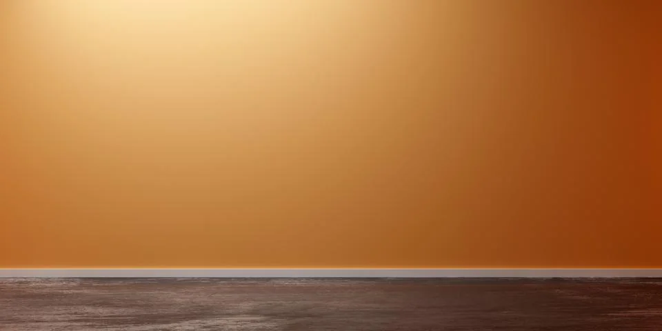 Orange empty, modern, abstract studio room with rough concrete floor, product Illustrazione stock