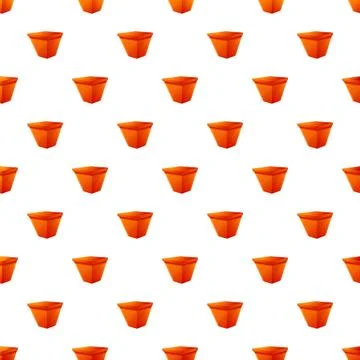 Orange empty pot seamless pattern background repeating texture Stock Illustration