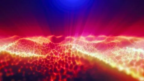 Orange energy magic digital high tech waves with light rays lines and energy  Illustrazione stock