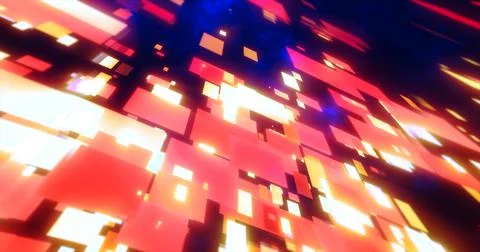 Orange energy squares and rectangles particles magic glowing hi-tech futuri.. Stock Illustration