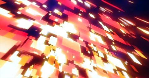 Orange energy squares and rectangles particles magic glowing hi-tech futuri.. Stock Illustration