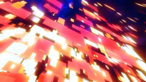 Orange energy squares and rectangles particles magic glowing hi-tech futuri.. Illustrazione stock