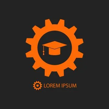 Orange engineering education logo Stock Illustration