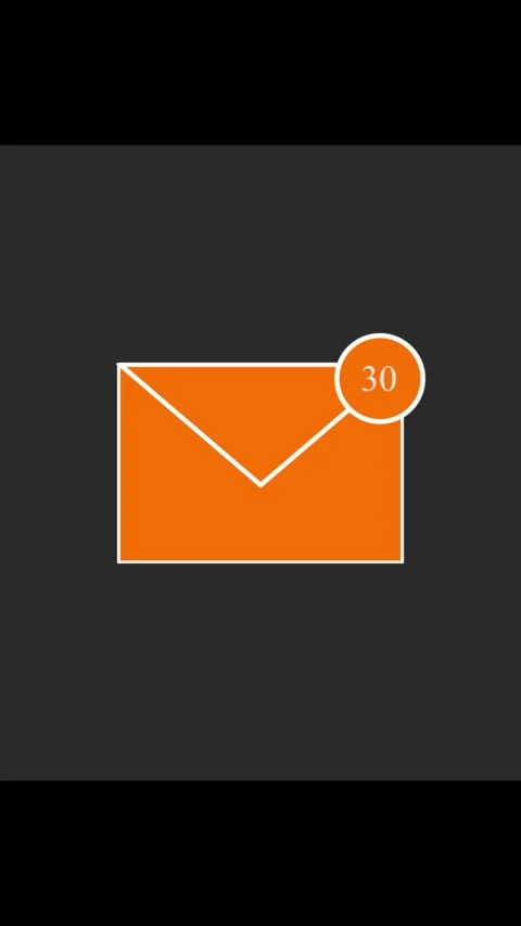 Orange envelope icon with increasing notification badge counts from 7 to 50.. Vídeo Stock 330511537