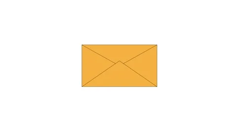 Orange envelope icon with open flap and lined paper inside Stock Footage 333783062