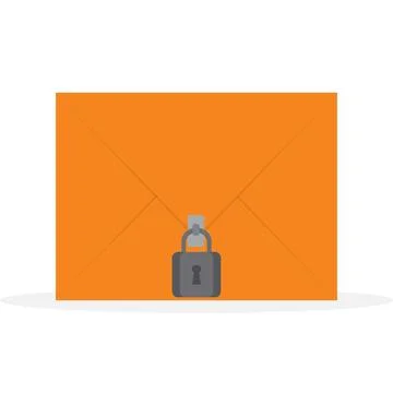 Orange envelope with padlock Stock Illustration