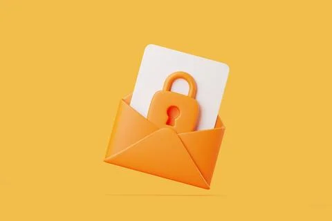 Orange Envelope with Security Padlock Icon Stock Illustration