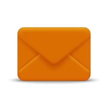Orange Envelope, Vector Illustration. 3d Red Envelope with Closed Flap, Front Stock Illustration