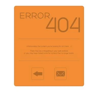 Orange error 404 with nice message Stock Illustration