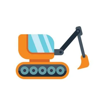 Orange excavator digging with extended front bucket Stock Illustration