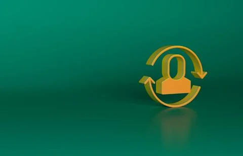 Orange Exchange work icon isolated on green background. Information exchange Illustrazione stock