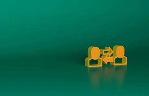 Orange Exchange work icon isolated on green background. Information exchange Illustrazione stock