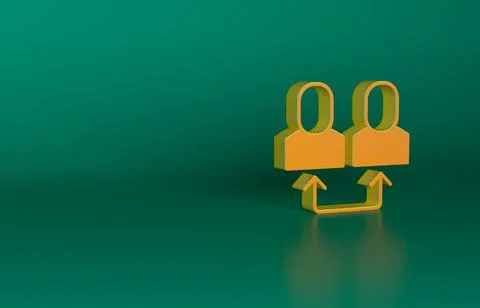 Orange Exchange work icon isolated on green background. Information exchange Illustrazione stock