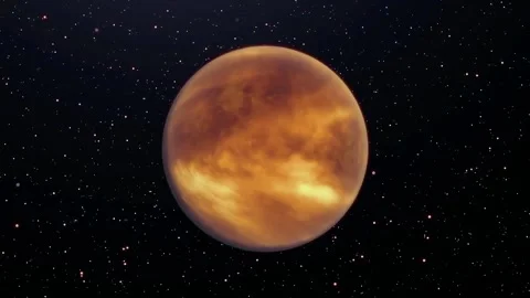 Orange Exoplanet Orbiting Bright Star - CGI Space 4K* Stock Footage 340562681