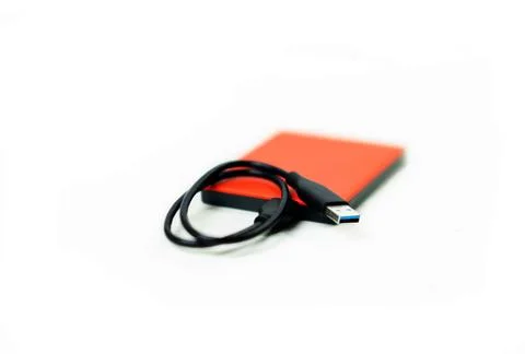 The orange external harddisk USB 3.0 Stock Photos