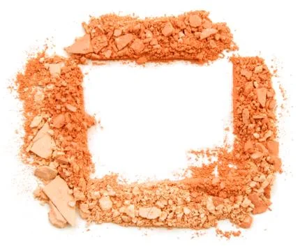 Orange Eyeshadow made square shape on white. Stock Photos