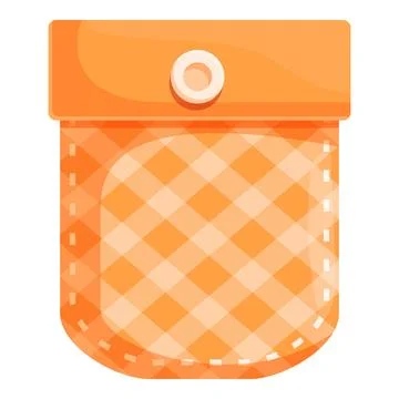 Orange fabric pocket with white button and stitches showing Illustrazione stock