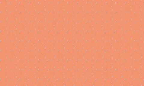 Orange fabric with small white and silver floral pattern Stock Illustration