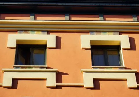 Orange facade with windows Foto stock