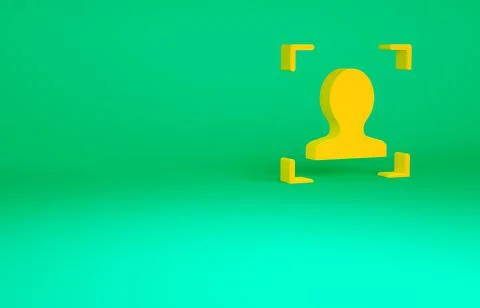 Orange Face recognition icon isolated on green background. Face identificatio Stock Illustration