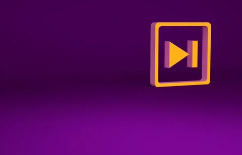 Orange Fast forward icon isolated on purple background. Minimalism concept. 3 Stock Illustration
