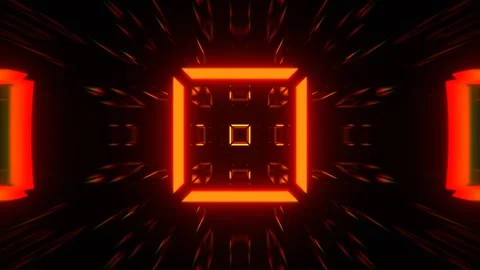 Orange Fast Stream of Neon Squares Strobe Lights Flashing Background VJ Loop 스톡 동영상 334717863
