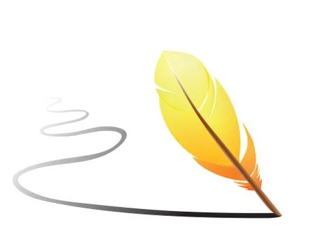 Orange feather writing on white Stock Illustration