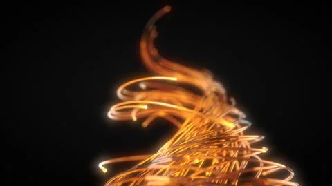 Orange fiber optic strings in dark. 3d illustration Stock Illustration