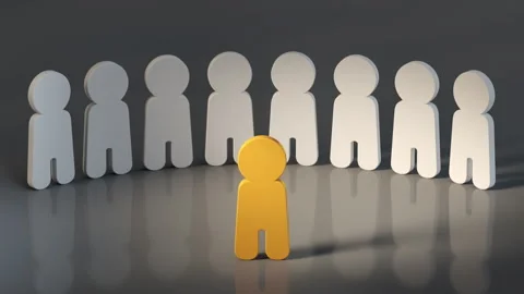 Orange Figure Standing in front of the white ones 3D render animation Stock Footage 320875622