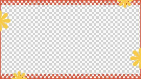 Orange film frame featuring square cutouts and yellow flowers on transparent Stockillustratie
