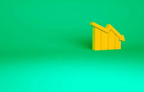 Orange Financial growth decrease icon isolated on green background. Increasin Stock Illustration