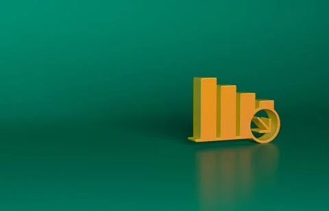 Orange Financial growth decrease icon isolated on green background. Increasing Stock Illustration