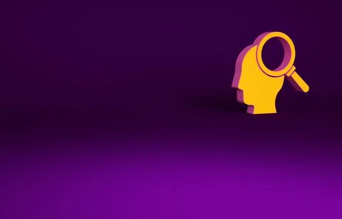 Orange Finding a problem in psychology icon isolated on purple background. Mi Illustrazione stock