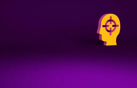 Orange Finding a problem in psychology icon isolated on purple background. Mi Stock Illustration