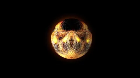 Orange Fire Abstract Sphere Dark Background Loop 動画素材 339642308