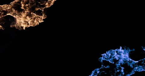 Orange Fire And Blue Fire. Transition. Stock Footage 172293232