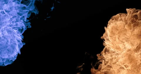 Orange Fire And Blue Fire. Transition. Stock Footage 172293336