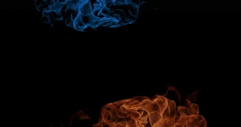 Orange Fire And Blue Fire. Transition. Stock Footage 172324170