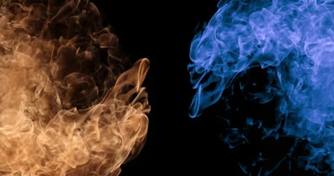 Orange Fire And Blue Fire. Transition. Stock Footage 172324696