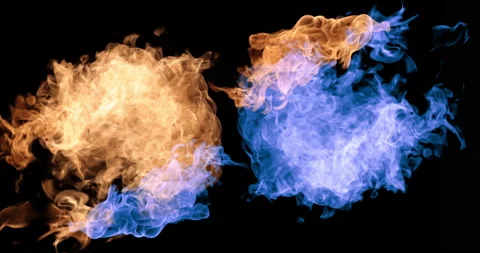 Orange Fire And Blue Fire. Transition. Stock Footage 172384502